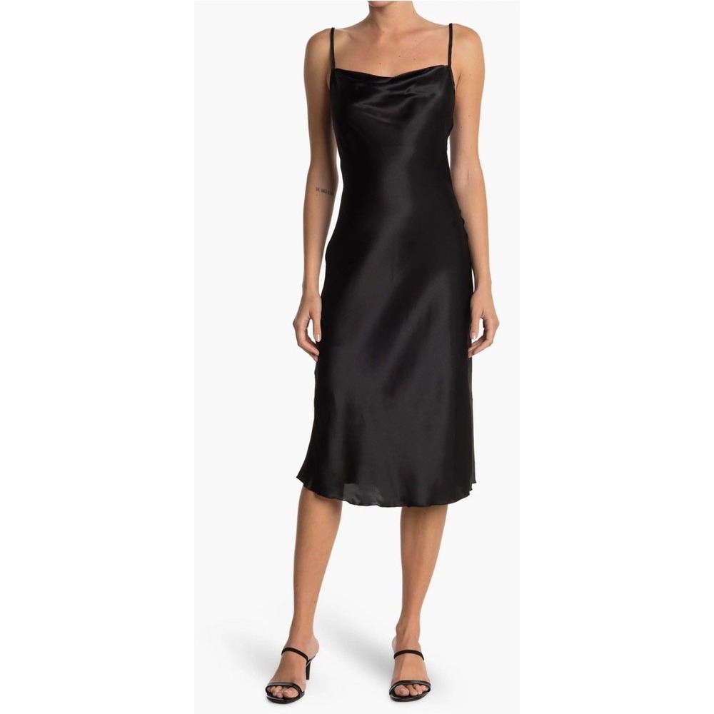 Bebe Satin Cowl Neck Midi Dress Size XL(6-b70)